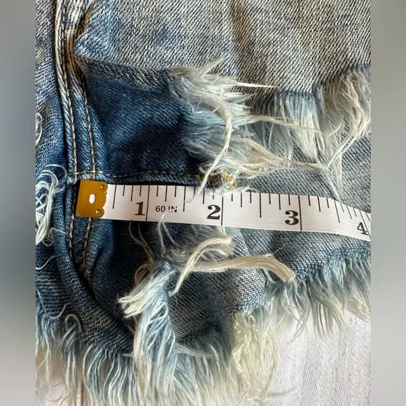 Cello Blue Jean Shorts Distressed Frayed Hem - Picture 6 of 7